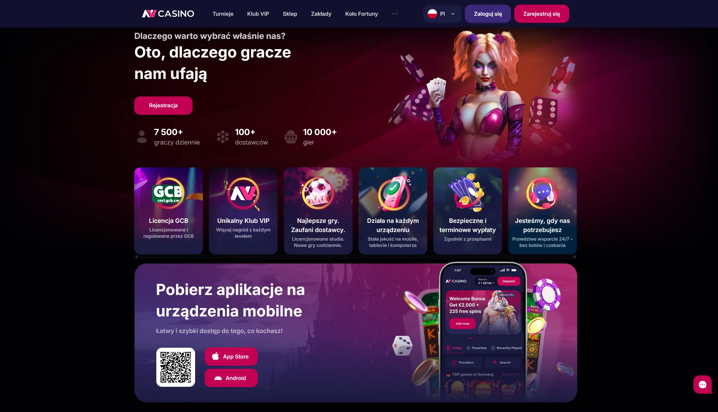Aplikacja mobilna NV Casino app na Android i iOS